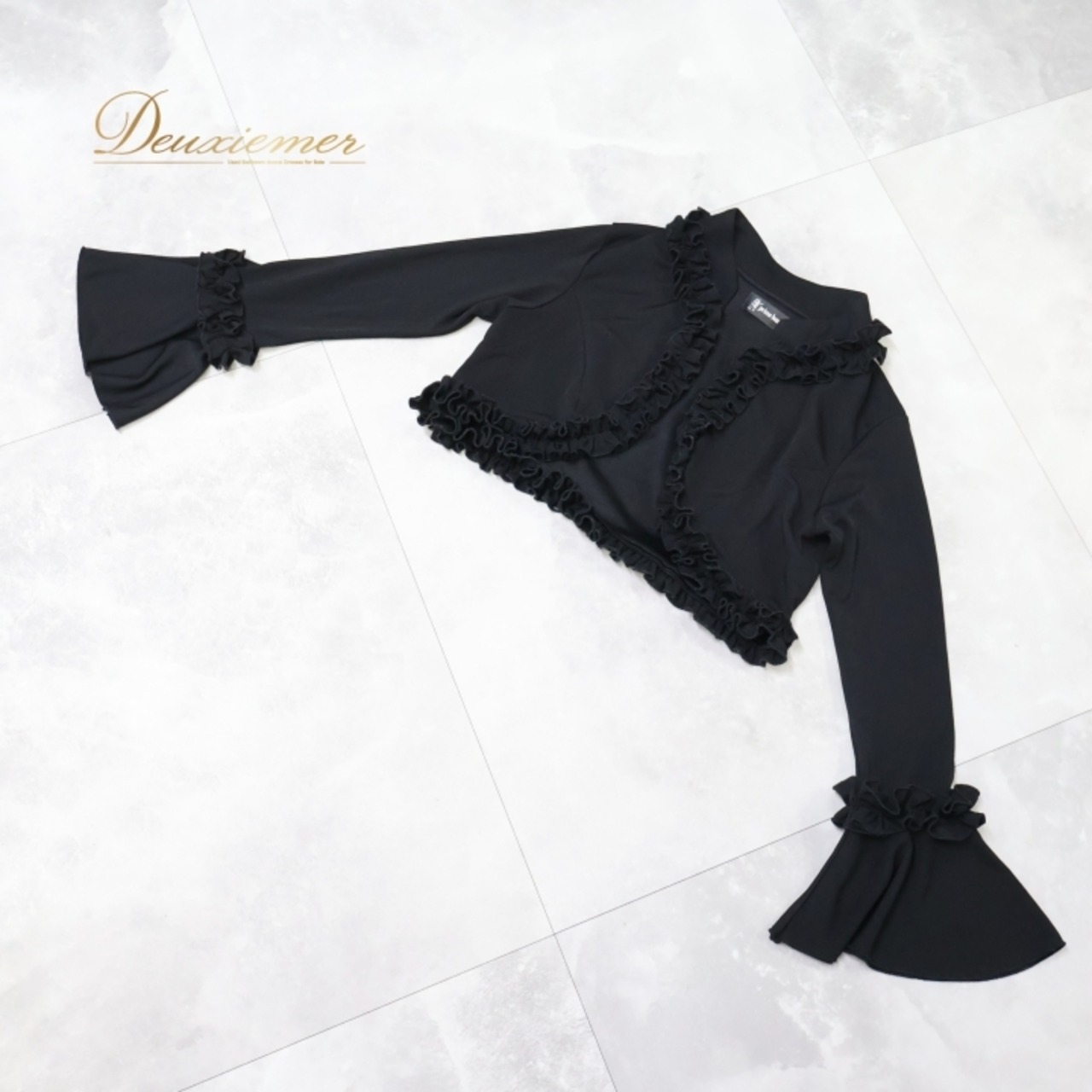 フラメンコ 衣装 トップス ブラック系 プリマブティック ボレロ フリル ボランテ prima boutique オールブラック 華やか シンプル ショート丈 羽織り ダンス衣装 ステージ イベント 練習 レッスン 伸縮 ストレッチ