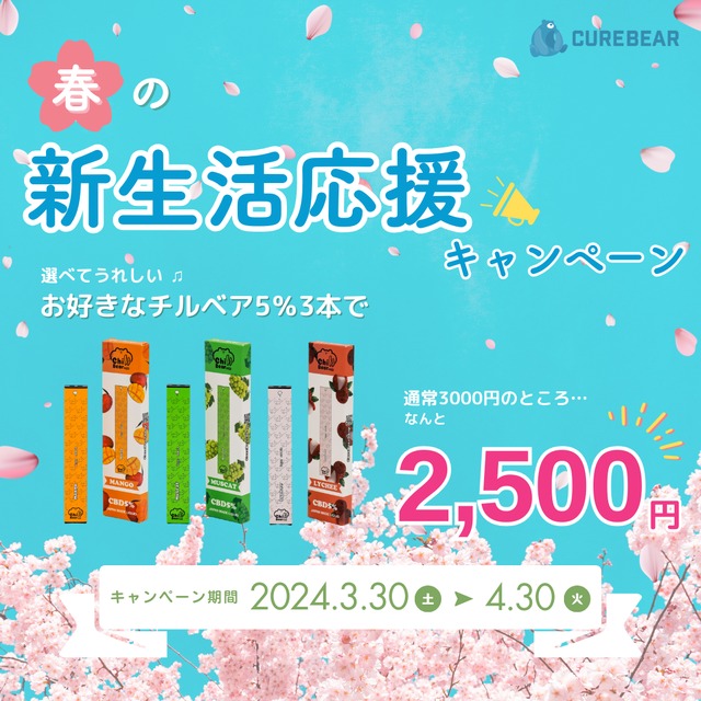 【4月末までの特別価格】ChillBear +CBD 5% 3本セット【新生活応援】