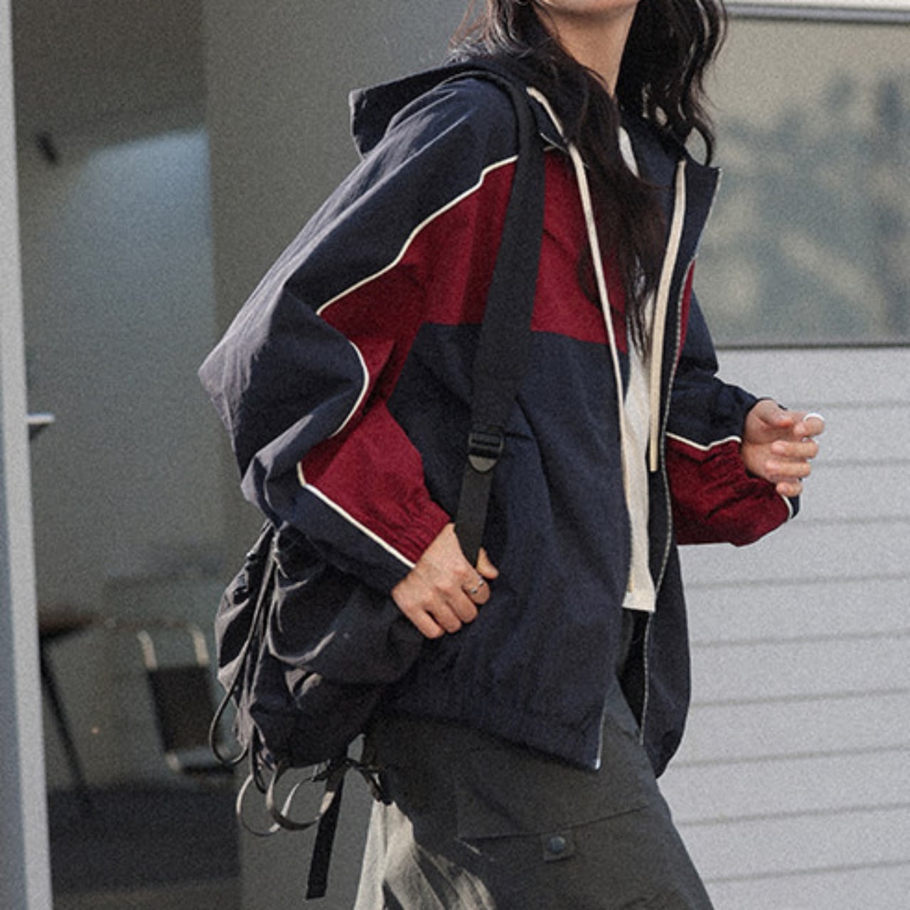 カラーブロックパイピングラインジップアップジャケット A02062