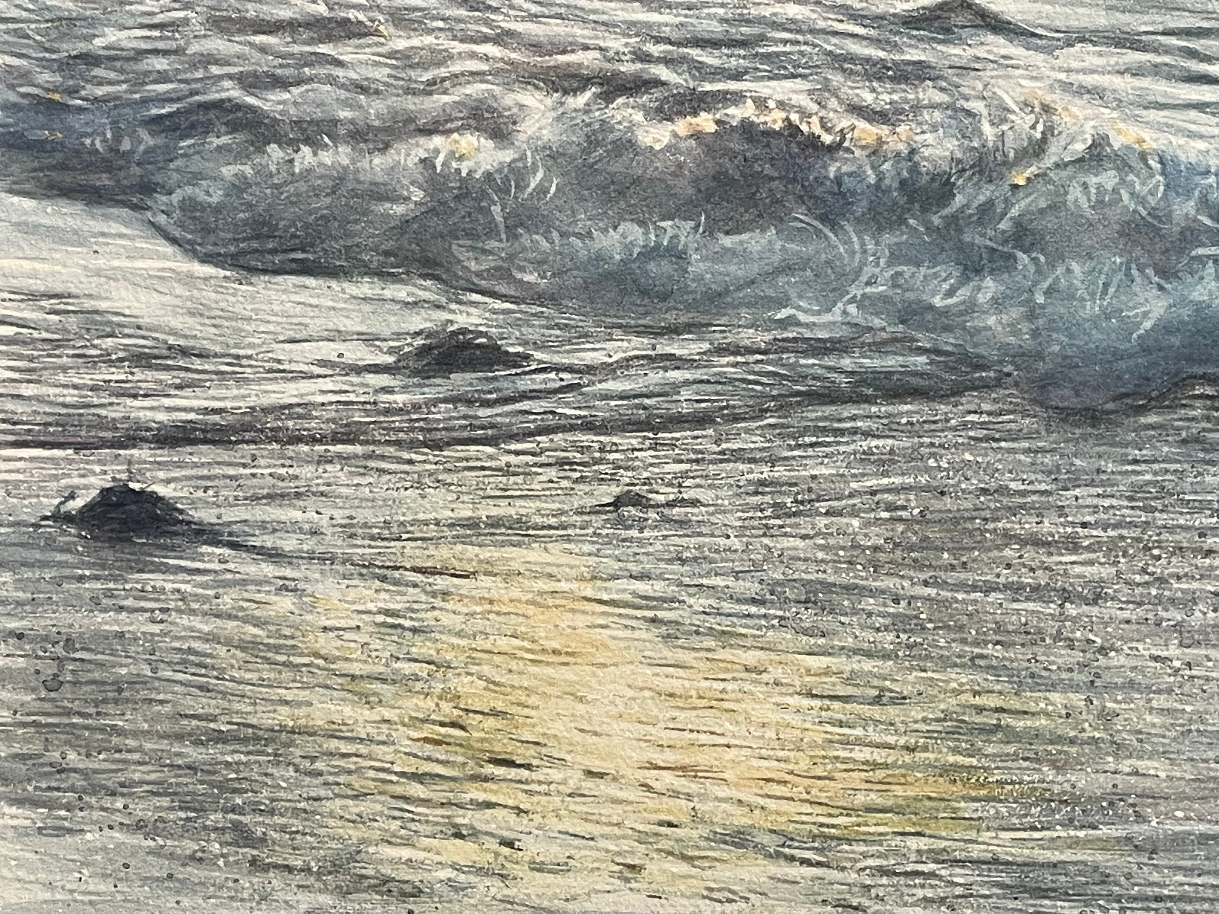 F6透明水彩画「突堤」 | 絵楽人（辻匠）