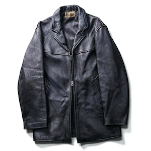 Vintage double zip genuine leather tailored jacket "BLACK"