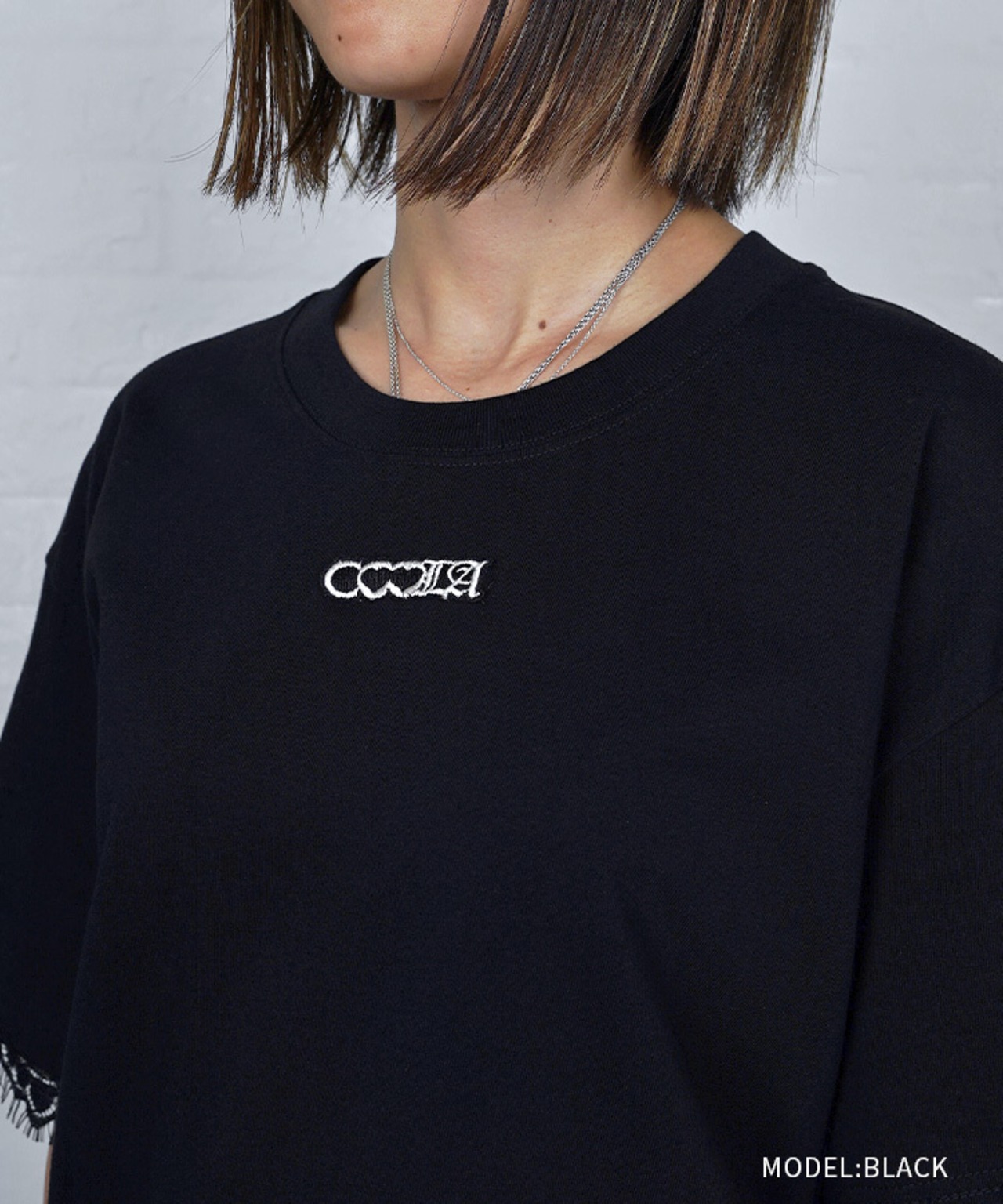 【直営限定ITEM】ヘムレースルーズTシャツ (BLACK)　CQ-49004H