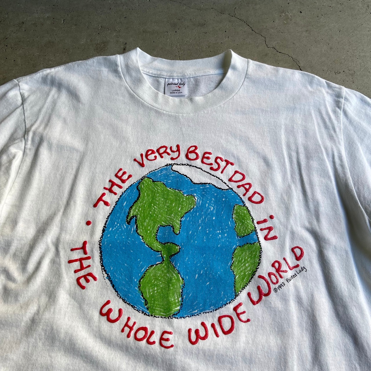 90年代 USA製 Painted Lady 地球 立体ロゴ プリント Tシャツ メンズL 