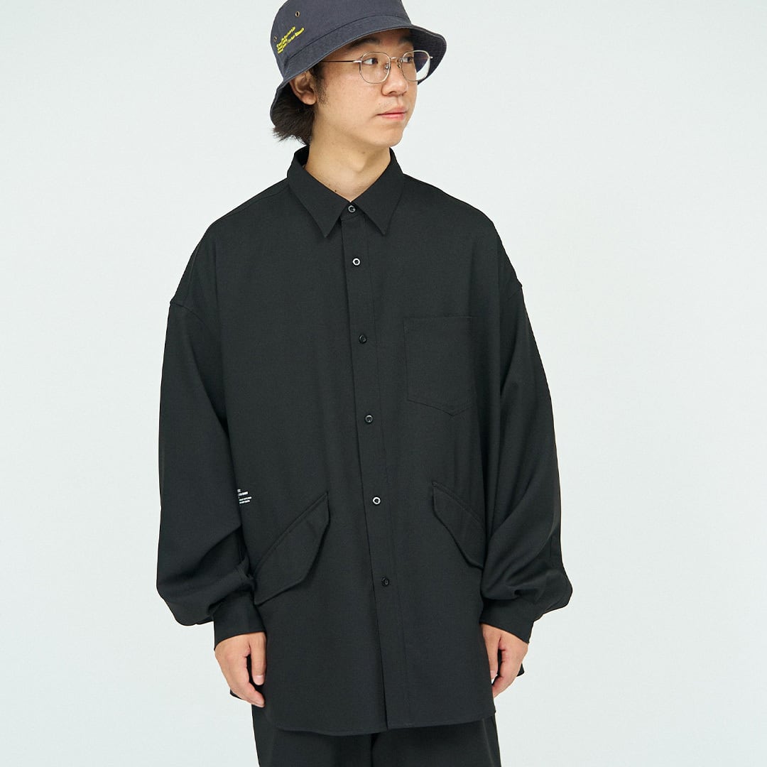 FreshService ブラック シャツ FreshService (フレッシュサービス) WOOLY TWILL TECH SHIRT シャツ