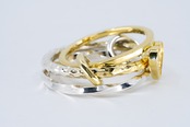 R-123 Three linked Arabesque Heart Ring( 24K Gradient Gold Plated)