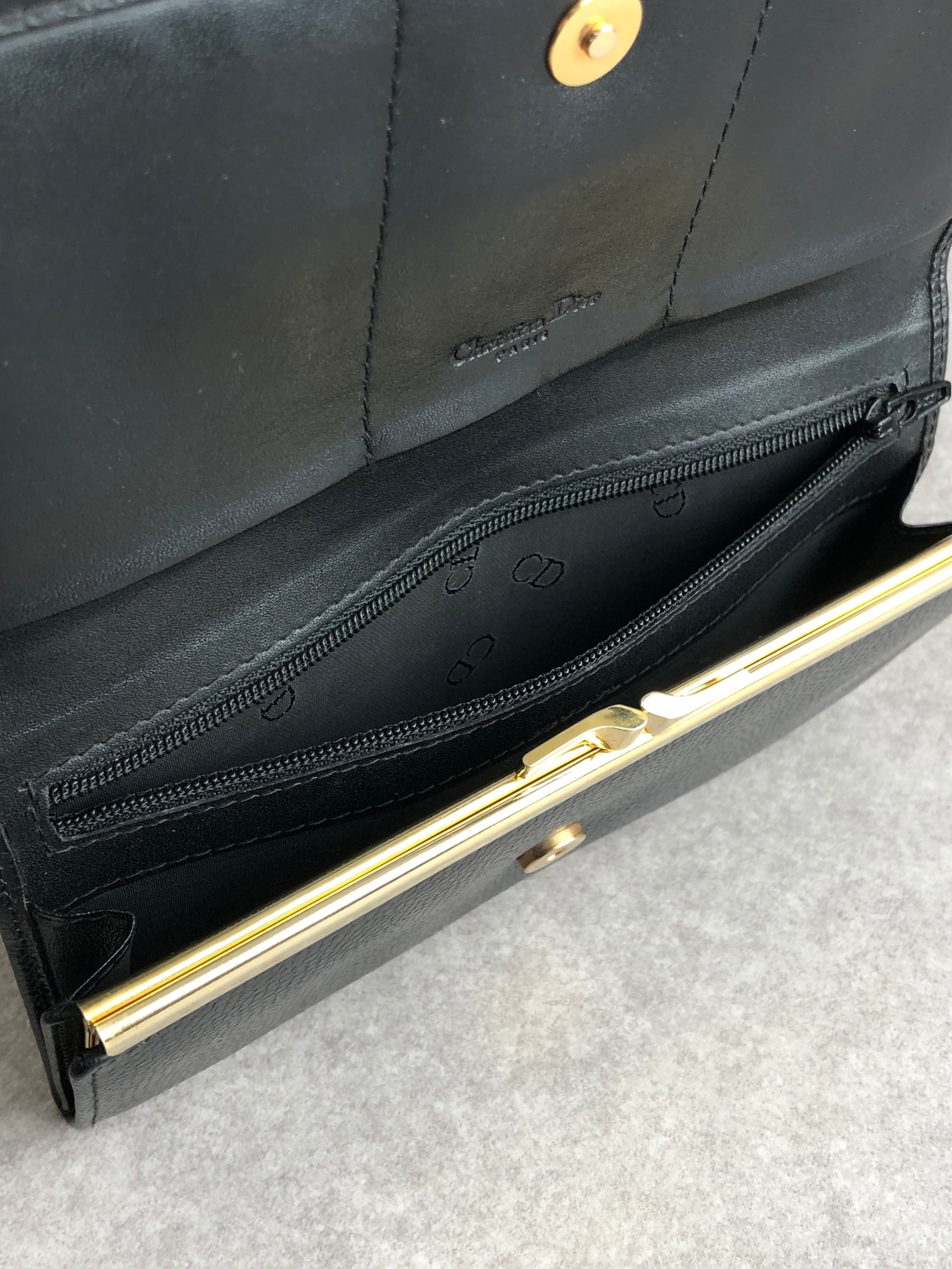Christian Dior クリスチャン ディオール 財布 ブラック ロゴ レザー