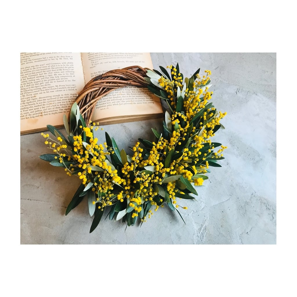 春色　ミモザ　ミモザリース　三日月Wreath 春色 ミモザ ミモザリース 三日月Wreath 春色 ミモザ ミモザリース