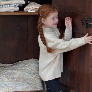 冬レトロ こだわり編みハーフネックニット