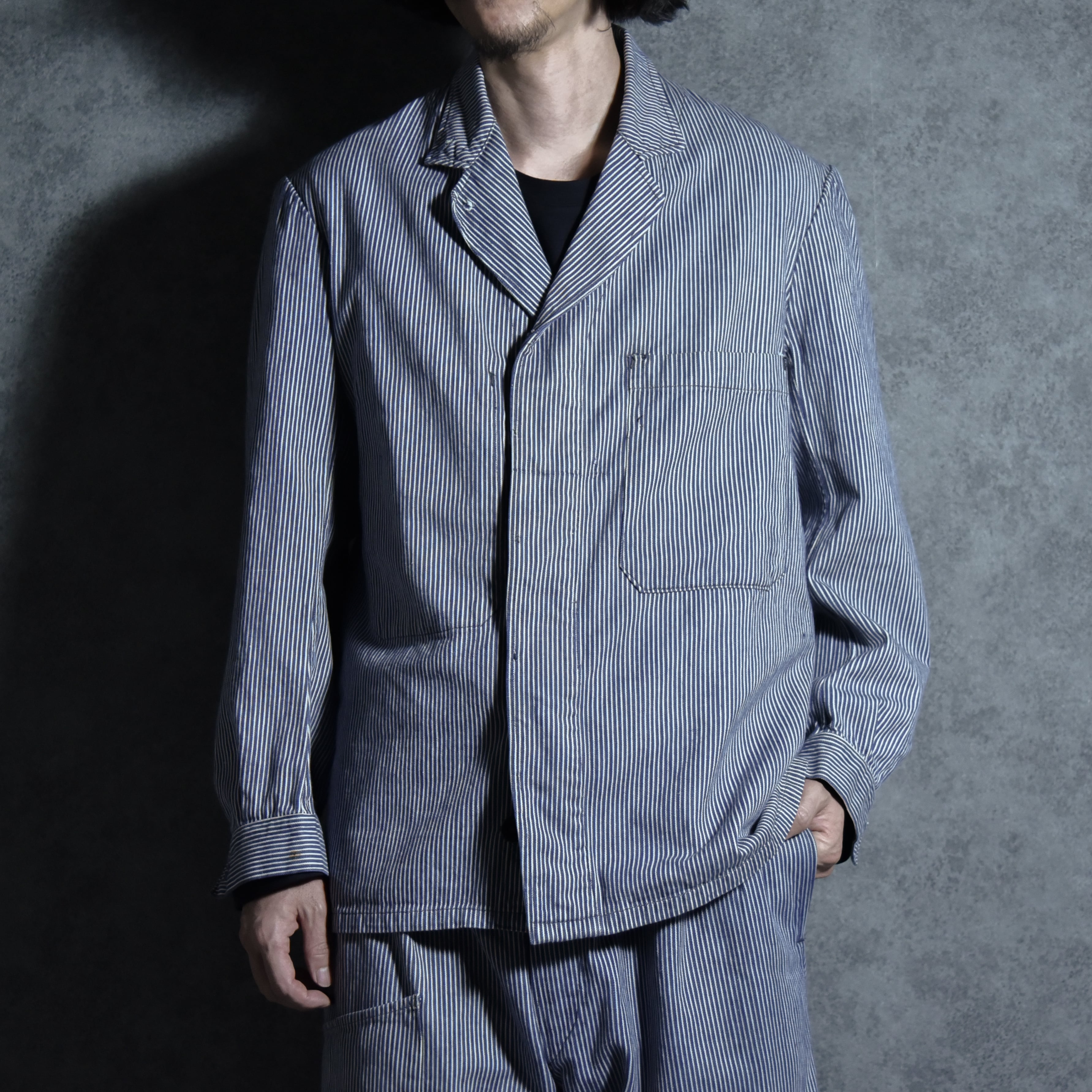 30s Adolphe lafont Hickory Stripe Work Jacket & Patns Setup