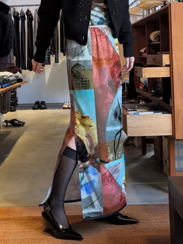 THINGS THAT MATTER　シングスザットマター  / PRE-SENT PRINT VELOUR NARROW SKIRT