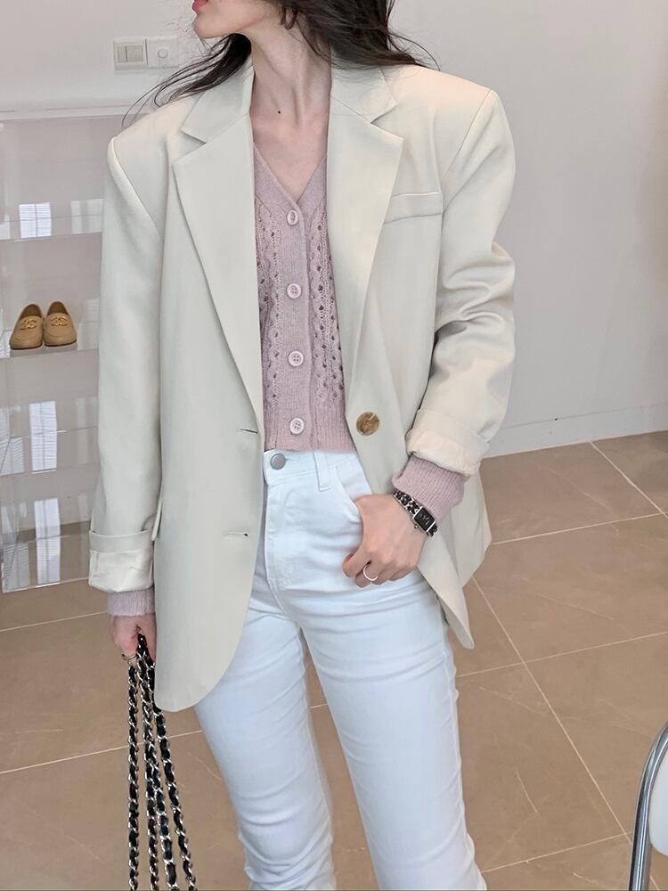 カラージャケット スプリングオータムカジュアルルーズ ロング 春物 秋物 ピュア ビッグFスモールZ韓国86756223280