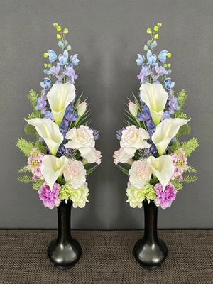 造花仏花  寺院用【 一対(２本組) 】カラー　ラベンダー＆ブルー