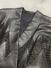 shawl collar design black real leather jacket-3890-12
