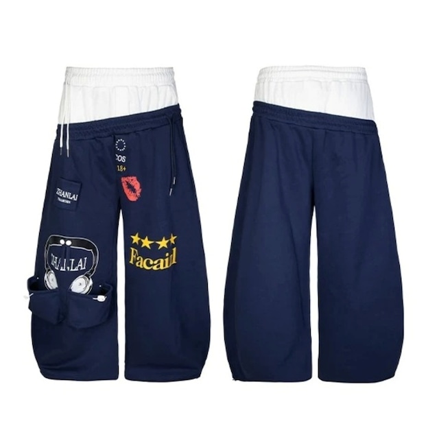 ポップグラフィックダブルウエストワイドラインパンツ 1col R02899