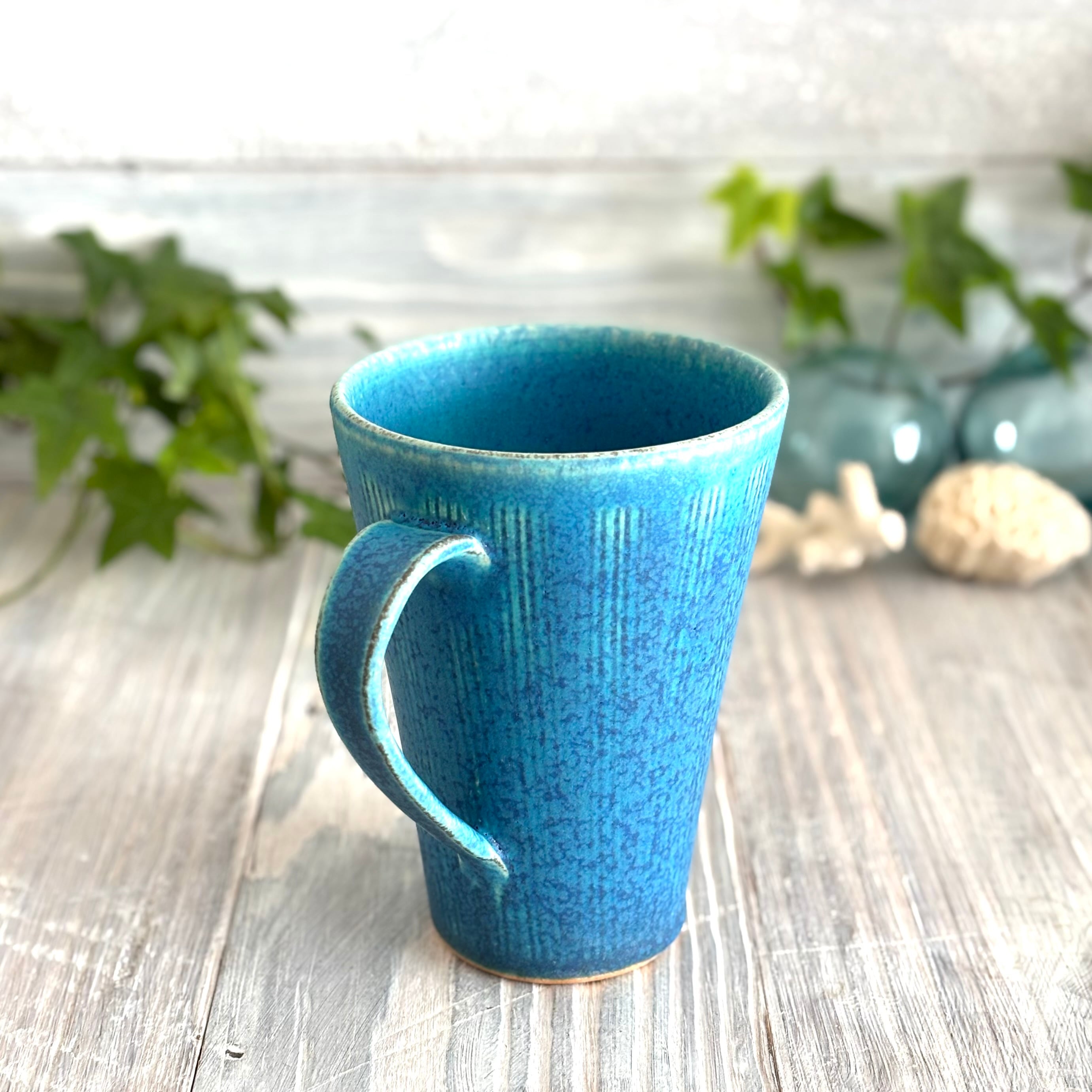 青彩釉 ロングマグカップ ターコイズブルー | Blue Pottery