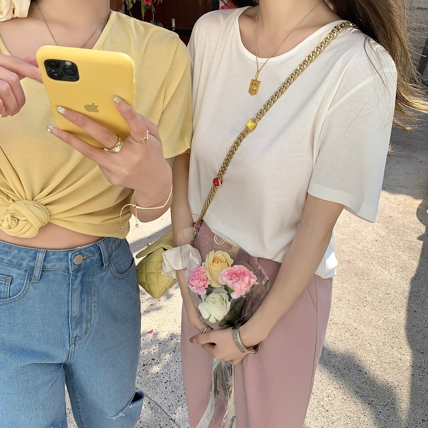 ホワイトTシャツ サマールーズ 夏物 ピュア HUCHUJING36946430064