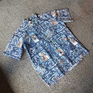 reyn spooner 反転プリント プルオーバーハワイアンシャツ used [307001]