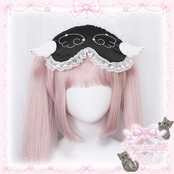 ♡【Sayakadoll original No.17】【受注生産】夢見るエンジェル きらめき天使の羽ビジュー＆サテンアイマスク型ヘッドドレス pink ♡