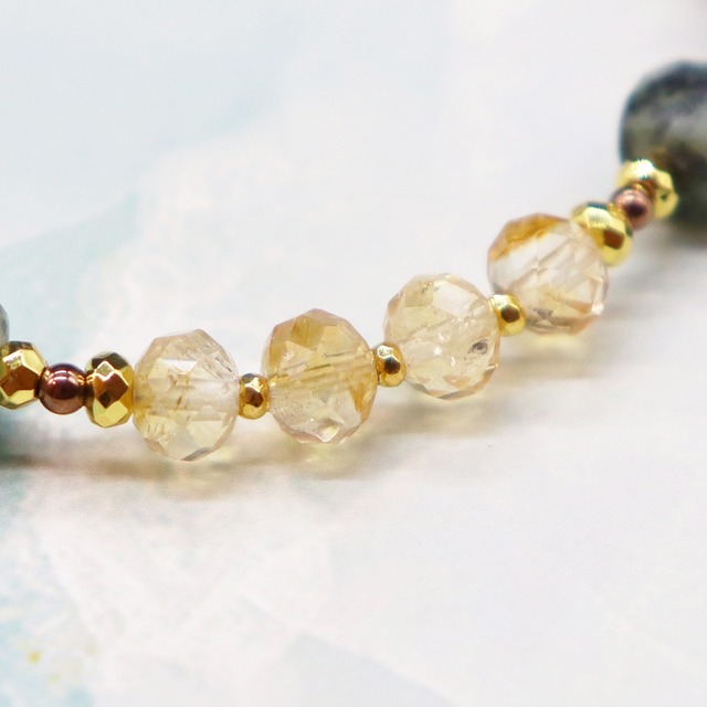 【ONLINE SHOP限定】【Like a Honey Candy】虎牙天珠×シトリン×アフリカンターコイズ×マホガニーオブシディアン ブレスレット