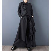 アシンメトリー フリル ワイドパンツ 00323