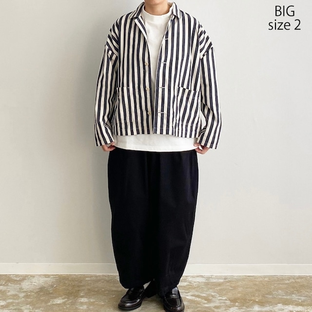 【HARVESTY】 STRIPES SHORT COVERALL (BIG) ハーベスティ ストライプ ショートカバーオール A32204