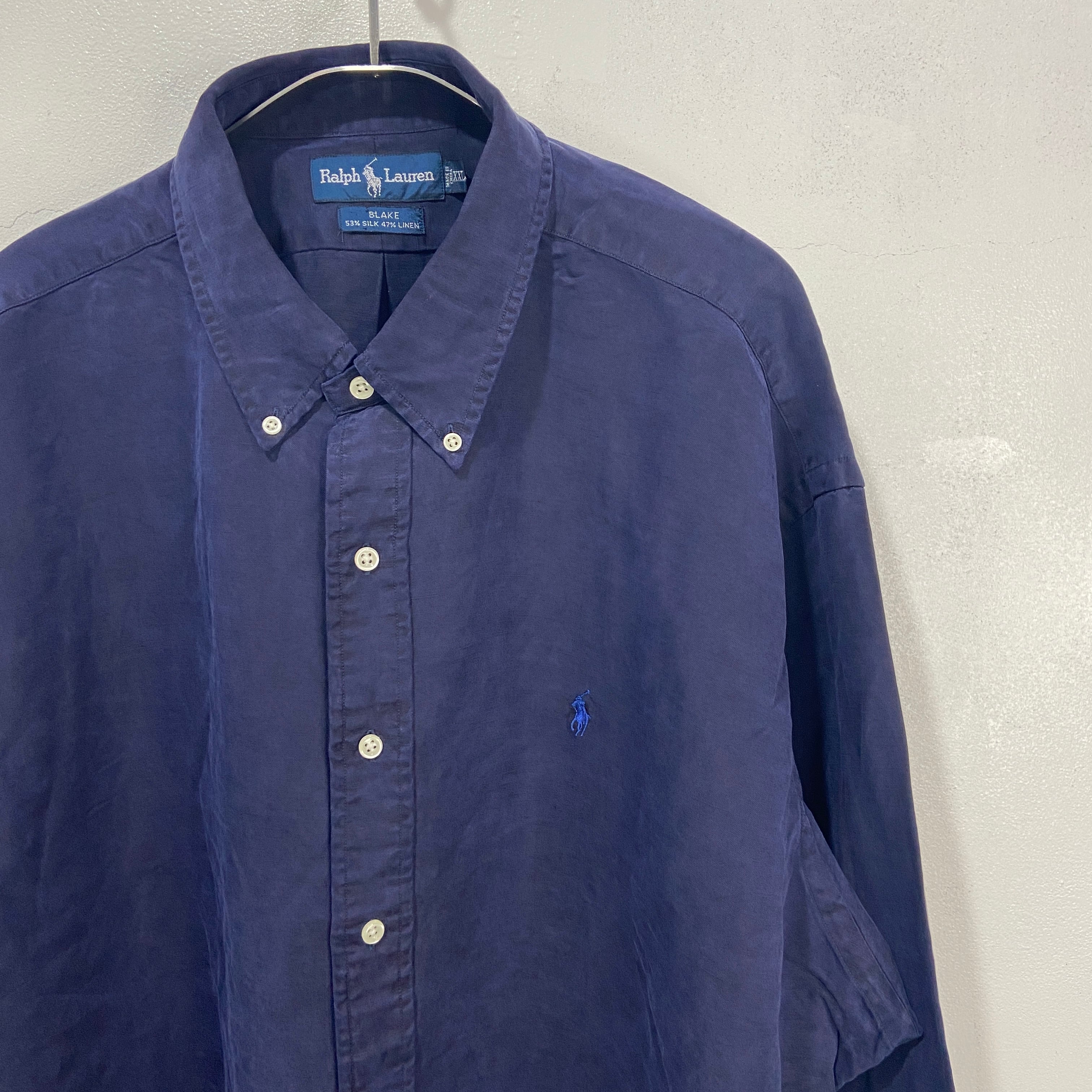 送料無料』新品未使用品 Ralph Lauren 90s ボタンダウンシャツ シルク 