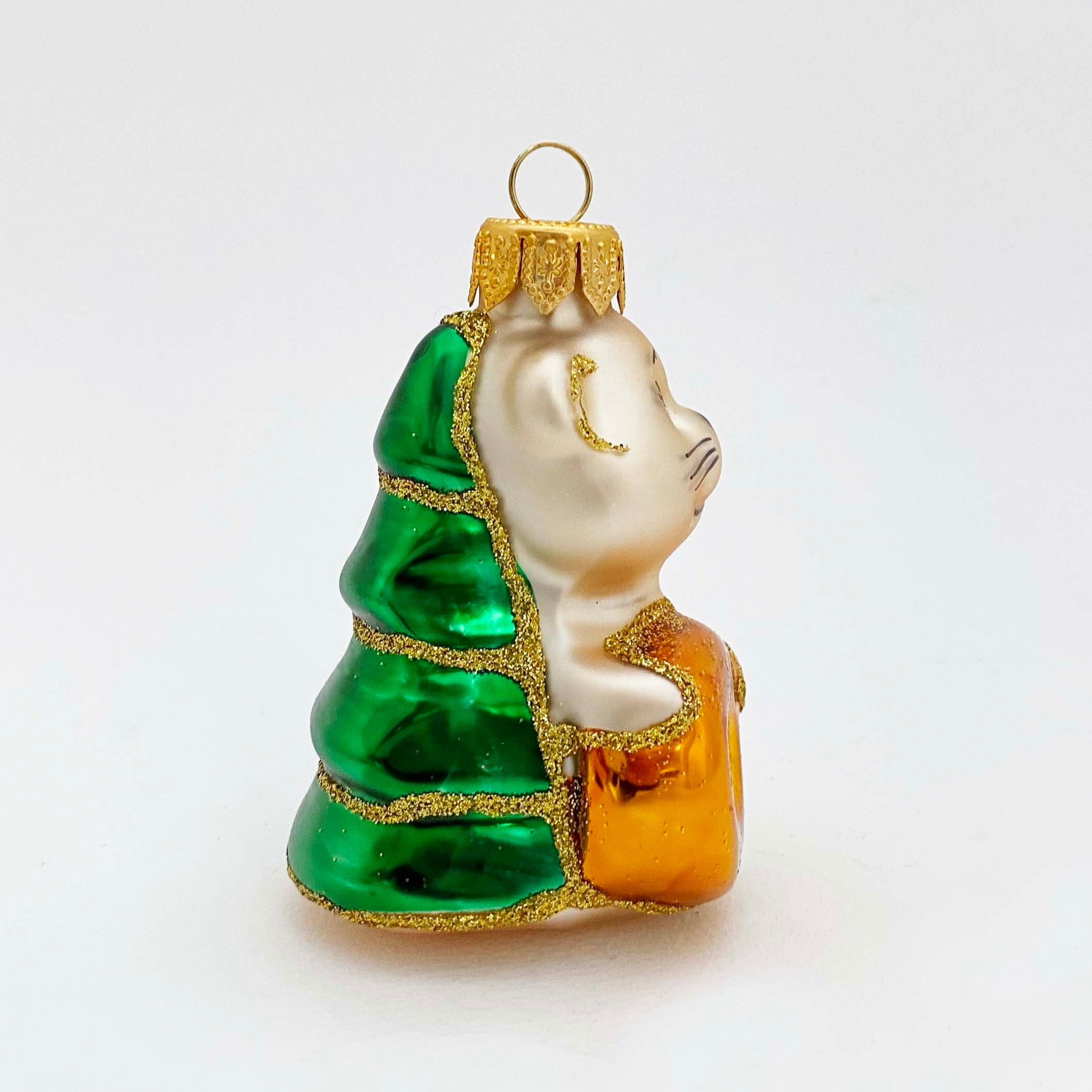 ウクライナ製 ガラスオーナメント（お菓子を持ったネズミ） | kokeshka