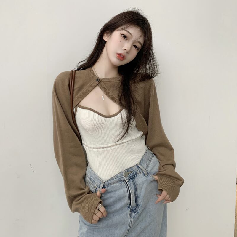 スタイルニット スプリングオータムブラウス セーター クロップドトップス 春物 秋物 スーパーモール43364901470