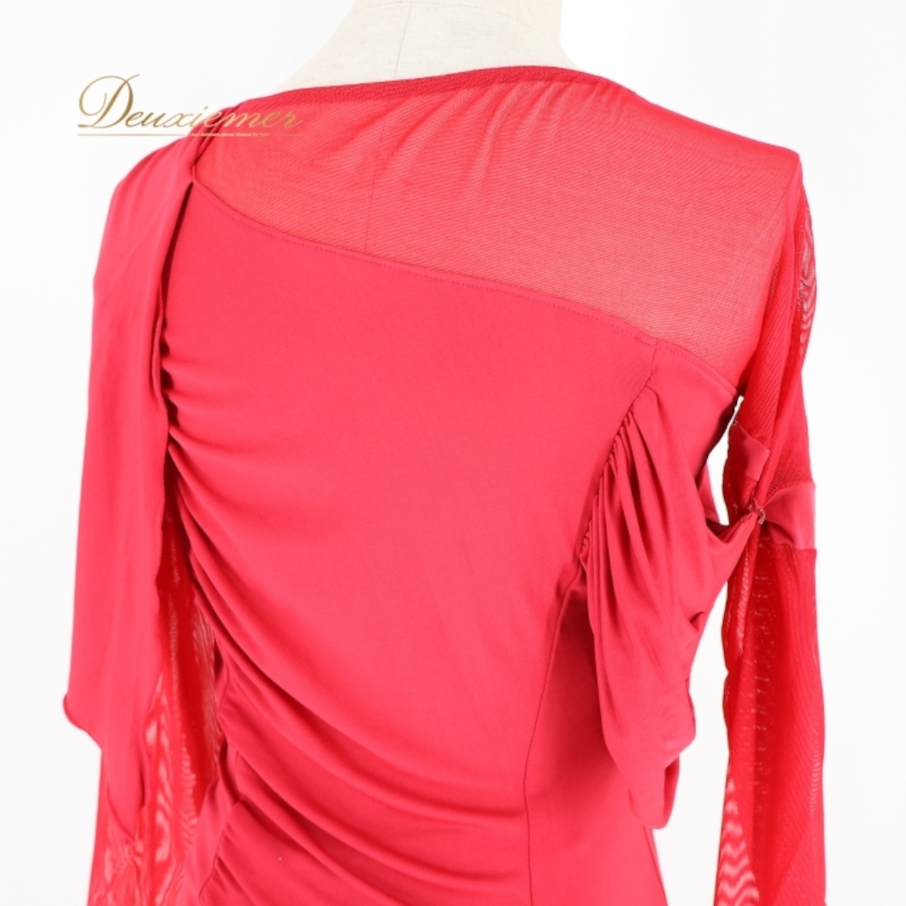 社交ダンス 衣装 ツーピース ピンク系 チャコットロイヤルダンス Chacott ROYAL DANCE 無地 シンプル 伸縮 ストレッチ ドレープ メッシュ 上品 タイト 練習 レッスン パーティー 長袖 鮮やか かわいい セットアップ 上下セット