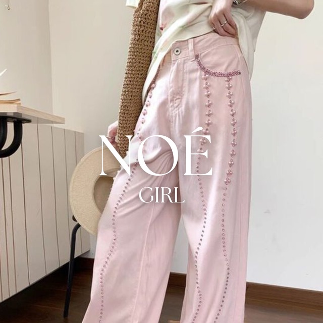 crystal cut denim pants