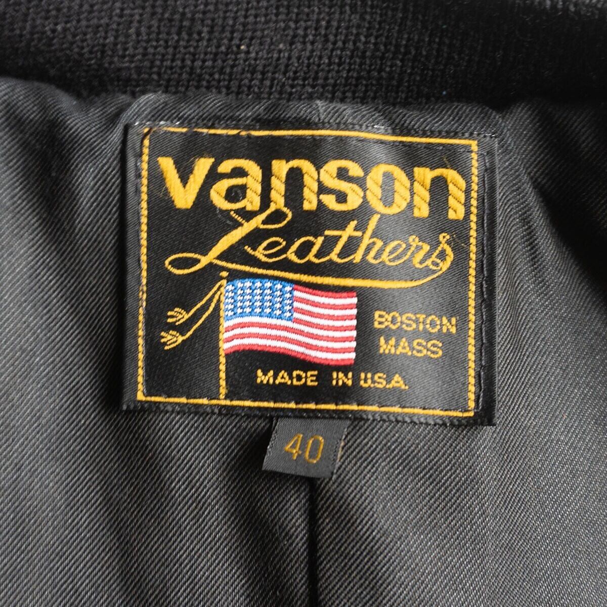 雰囲気抜群】 VANSON 【TJP オールレザー スタジャン】40 ブラック