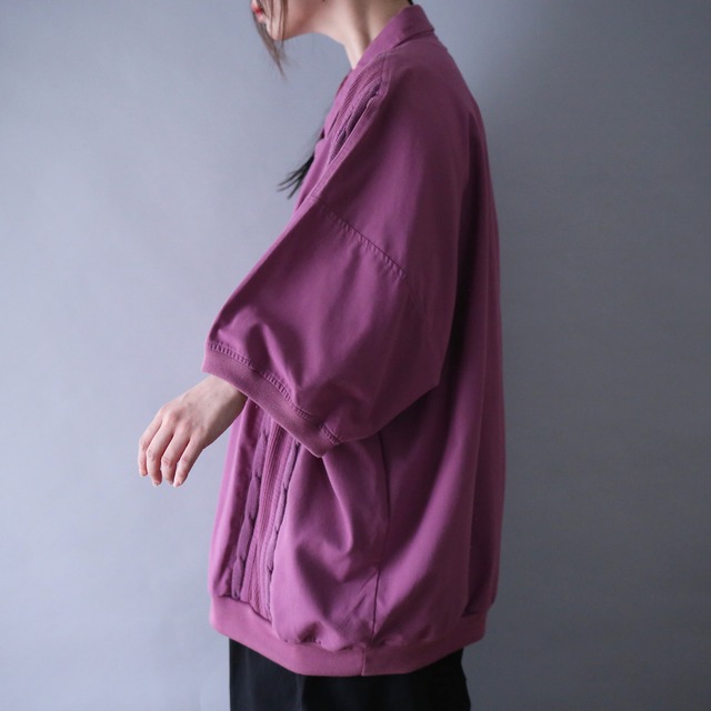 "KING SIZE" XXXL over silhouette good coloring different material half button h/s pullover