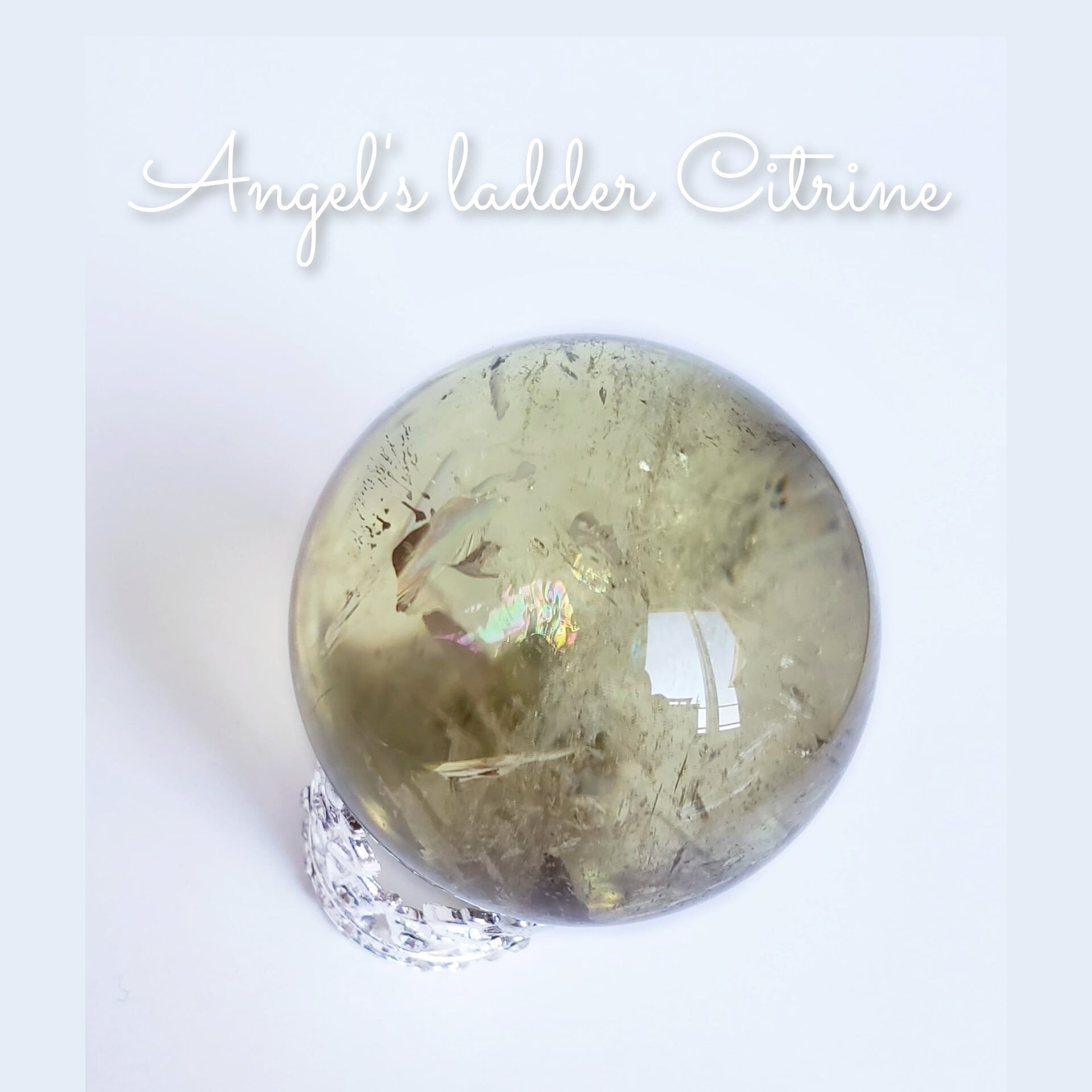 凄くレア　ルチル　シトリン　スフィア　キラキラシラー　天然石 エンジェルラダー シトリン - Angel's ladder Citrine - 天然石 原石