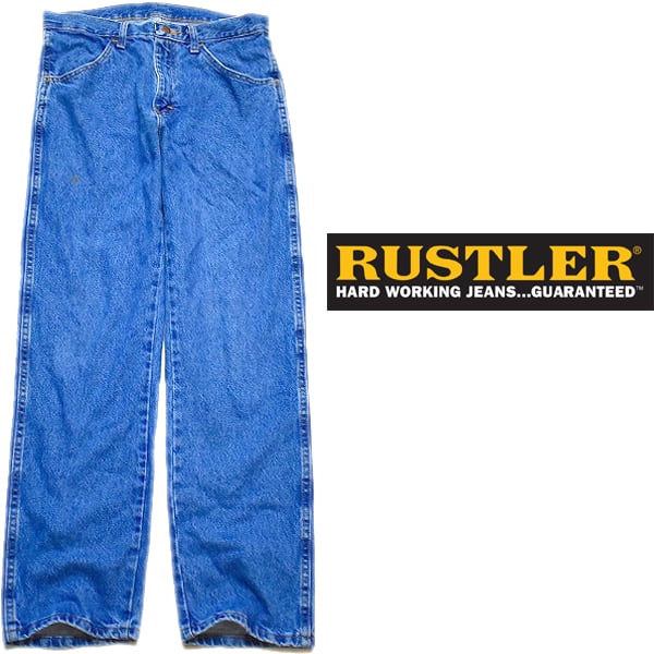 RUSTLER ブラックジーンズ ストレートデニムパンツ メンズw35 /eaa349781