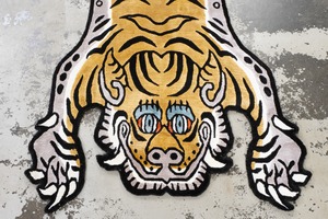 Tibetan Tiger Rug 《Mサイズ•シルク・オリジナル2・マスタードイエロー121》チベタンタイガーラグ