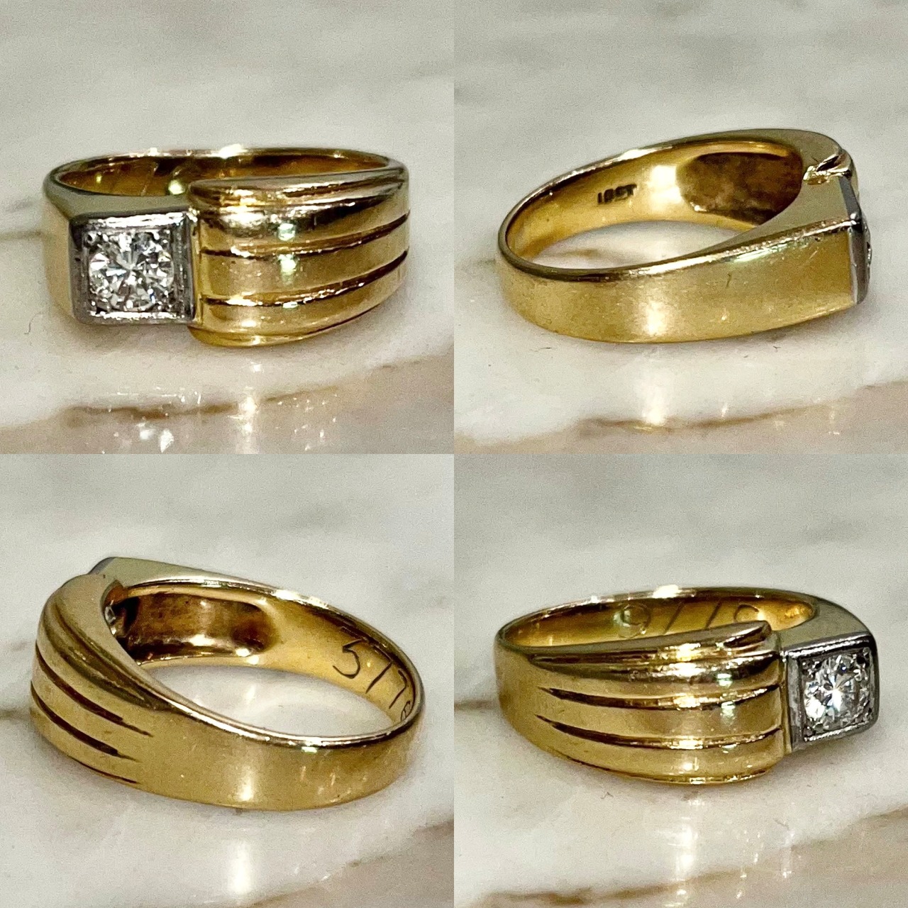 vintage c1940 18ct gold cocktail diamond ring