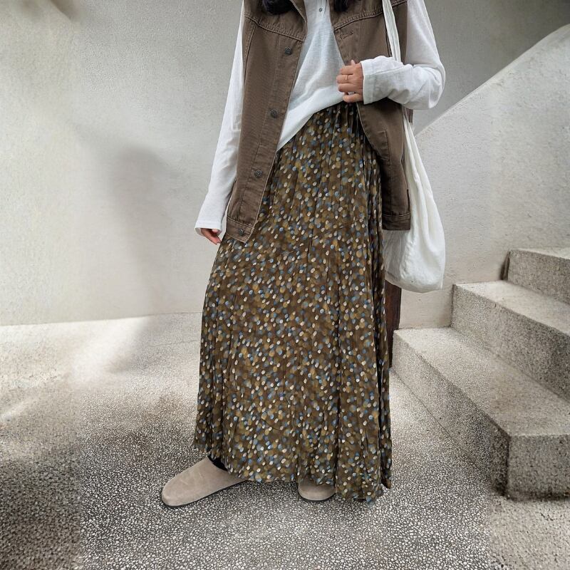 High-waisted A-line long skirt 204747