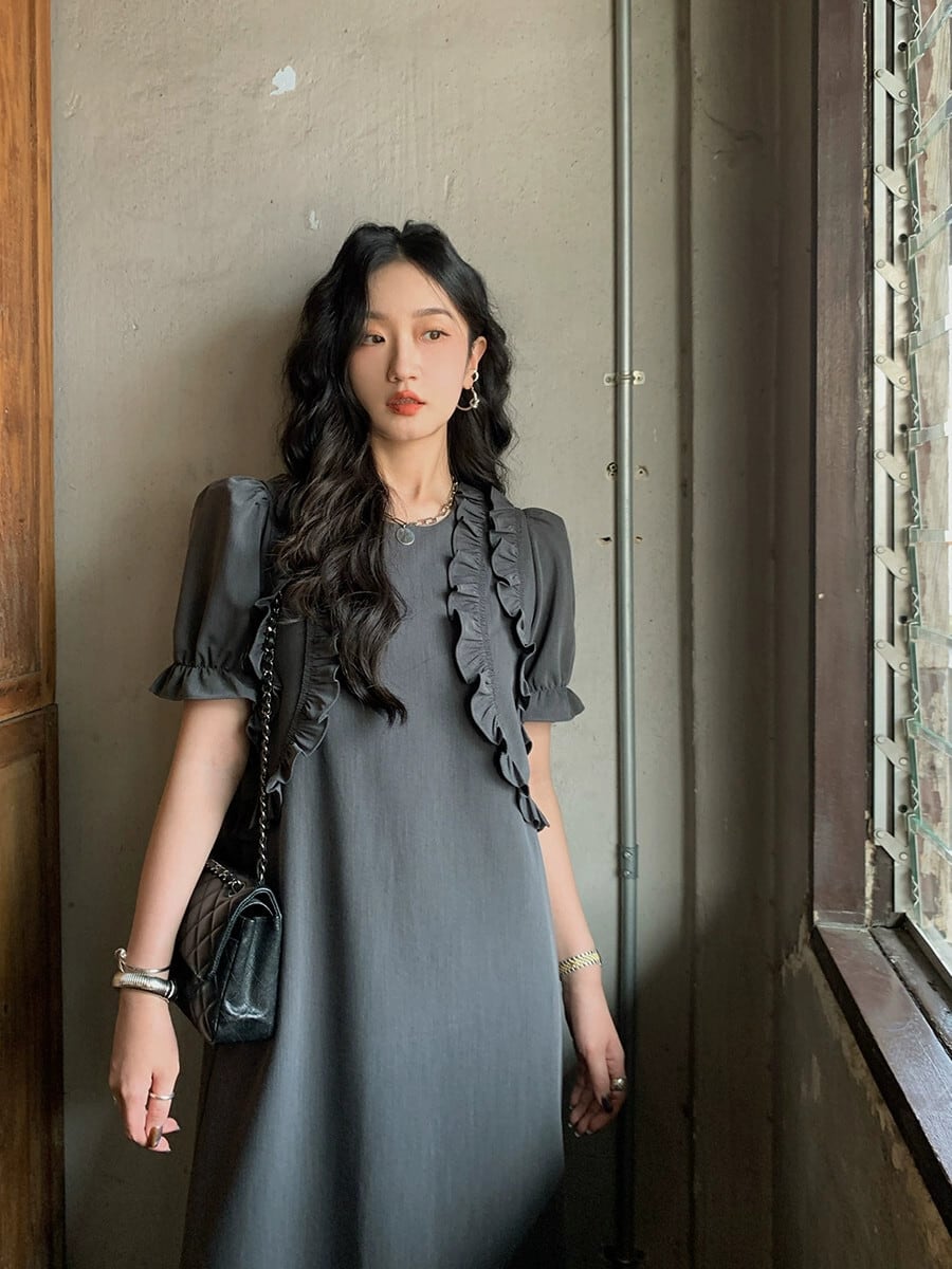 フランス製ブラックロングドレス フランス パーティー ドレスの通販