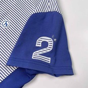 adabat アダバット ボーダー柄 ハイネック ハーフジップ 半袖Tシャツ カットソー サイズ 38 /ゴルフ/レディース