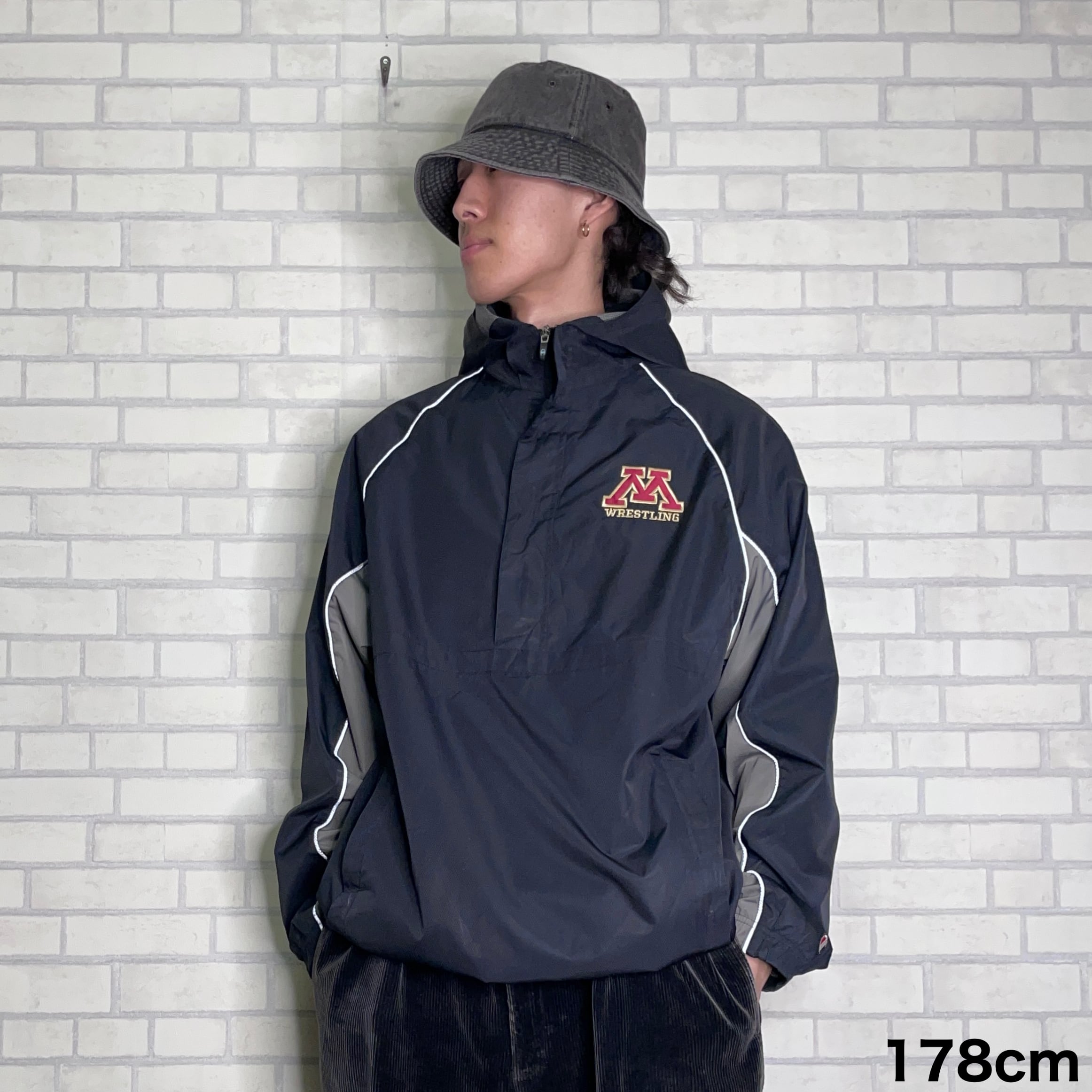 Champion ウィンドブレーカー L(XL相当) ハーフジップ ラグラン 