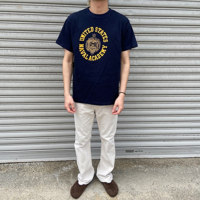 美品　80s USA製　Champion USNAプリントTシャツ　ネイビー　L