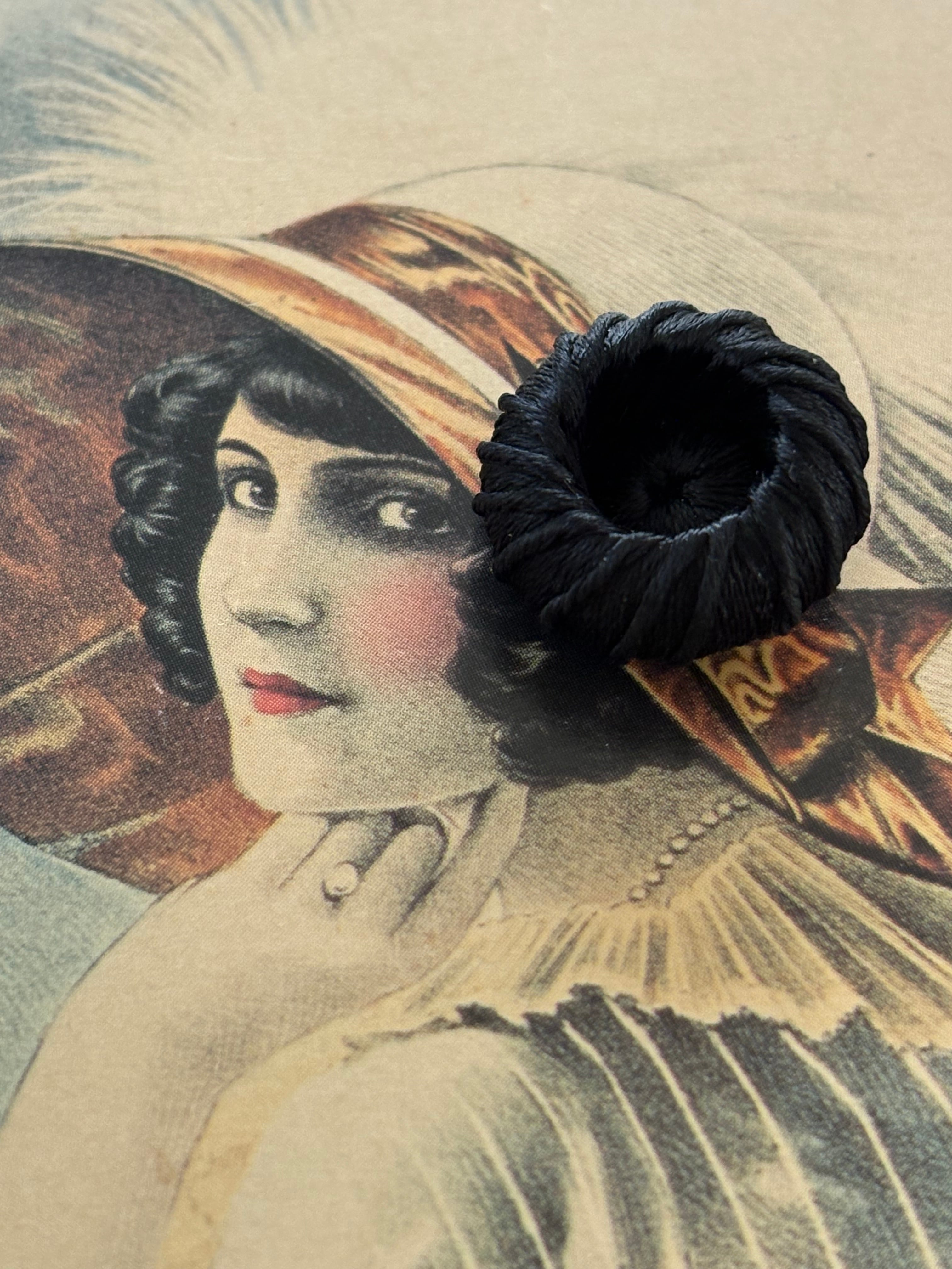 20mm Japanese ヴィンテージボタン コードボタン ブラック デッドストック アクセサリーパーツ 装飾材 カルトナージュ