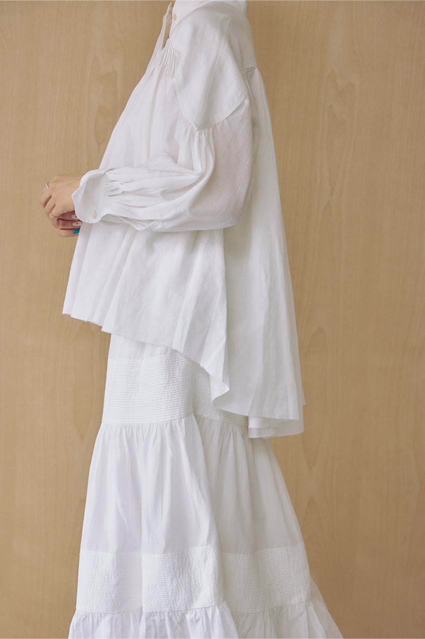 予約商品】〔SGN0779-2〕コットンリネンピンタックシャツ WHITE(金子綾