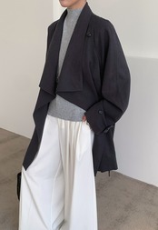 リラックス ドレープカラー麻混ジャケット