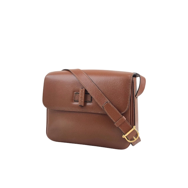 CELINE セリーヌ ショルダーバッグ ブラウン ターンロック ロゴ レザー vintage ヴィンテージ オールド hdtdu2