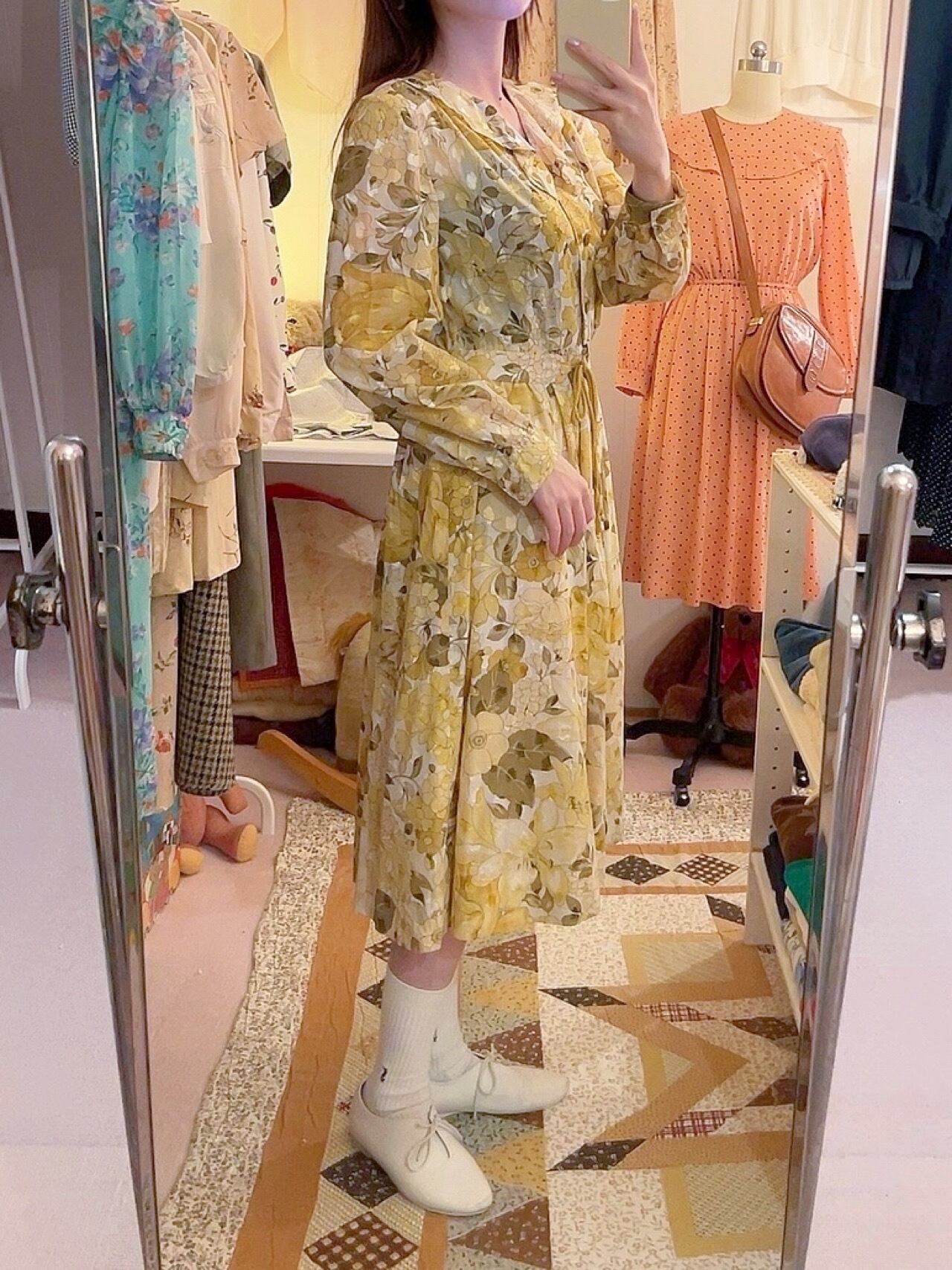 yellow sheer flower flare one-piece