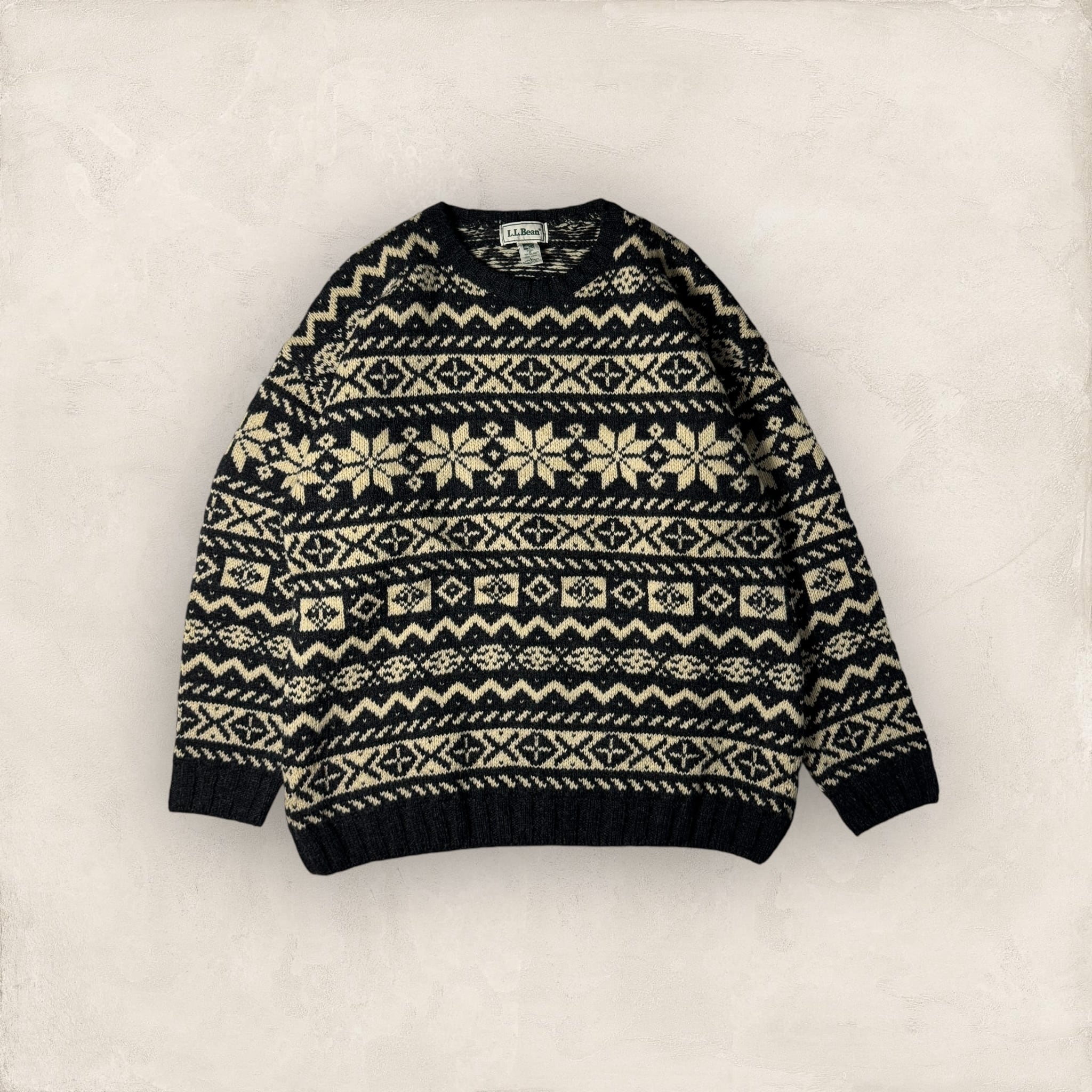 "80's L.L.Bean" nordic wool knit