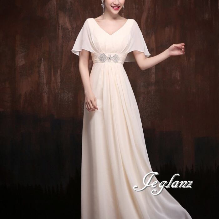 2色 パーティ イブニングドレス ケープカラー ビジュー 透け感 エレガンス ( M7763)ζ