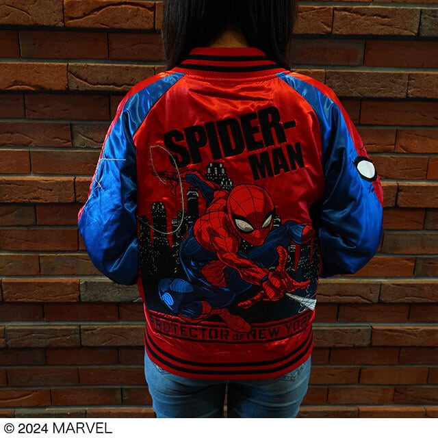 MARVEL スパイダーマン スカジャン ネイビー XL MARVEL スパイダーマン プロテクターニューヨーク スカジャン L