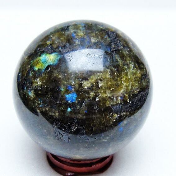 ラブラドライト 丸玉 64mm スフィア 置物 一点物 151-9104